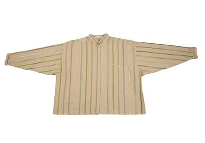 ISSEY MIYAKE Multi Stripe Weave Stand Shirt Mocha Size 9
