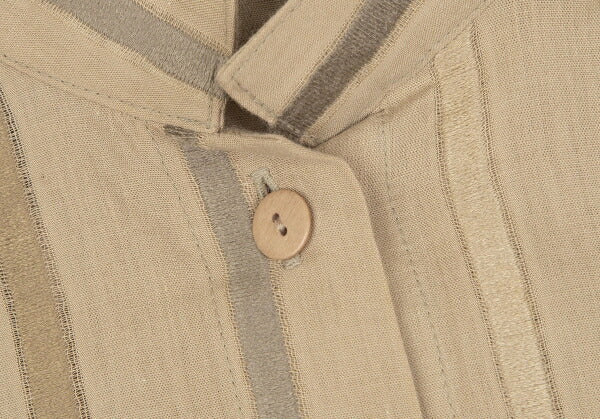 ISSEY MIYAKE Multi Stripe Weave Stand Shirt Mocha Size 9