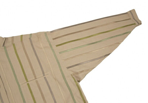 ISSEY MIYAKE Multi Stripe Weave Stand Shirt Mocha Size 9