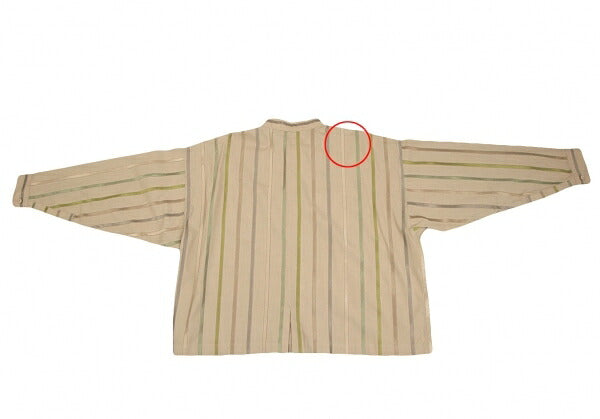 ISSEY MIYAKE Multi Stripe Weave Stand Shirt Mocha Size 9