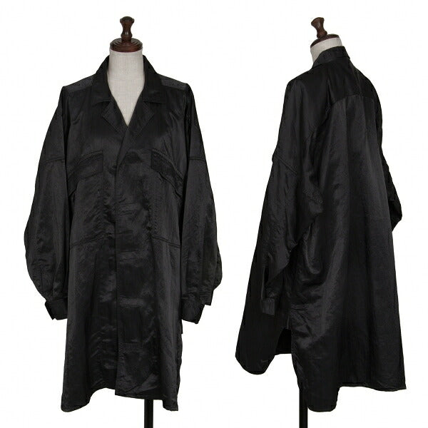 Plantation Velcro Nylon Satin Shirt Jacket Black Size M