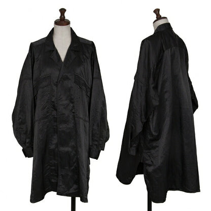 Plantation Velcro Nylon Satin Shirt Jacket Black Size M