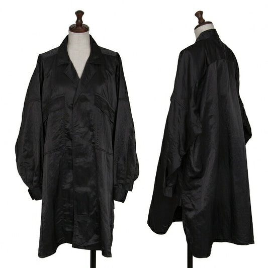Plantation Velcro Nylon Satin Shirt Jacket Black Size M