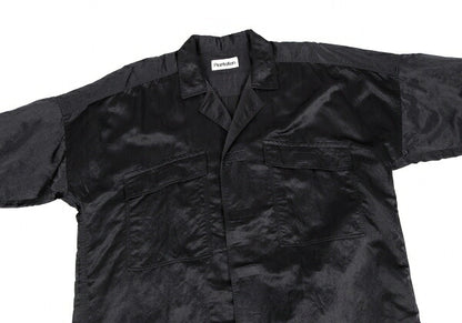 Plantation Velcro Nylon Satin Shirt Jacket Black Size M