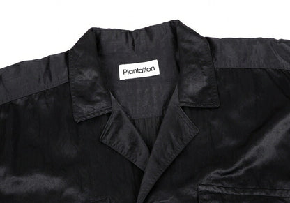 Plantation Velcro Nylon Satin Shirt Jacket Black Size M