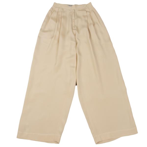 ISSEY MIYAKE Silk Tuck Design Pants Cream Size M