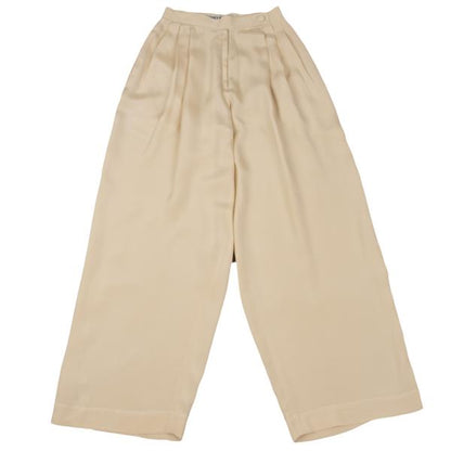 ISSEY MIYAKE Silk Tuck Design Pants Cream Size M