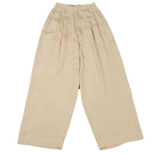 ISSEY MIYAKE Silk Tuck Design Pants Cream Size M