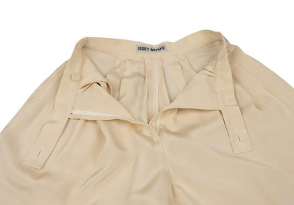 ISSEY MIYAKE Silk Tuck Design Pants Cream Size M