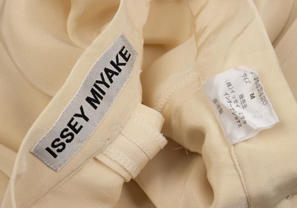 ISSEY MIYAKE Silk Tuck Design Pants Cream Size M