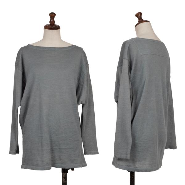 ISSEY MIYAKE Linen Patchwork Sweater Gray-Blue Size M