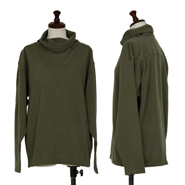 ISSEY MIYAKE V-Neck Knit Blend Sweater Khaki Size M