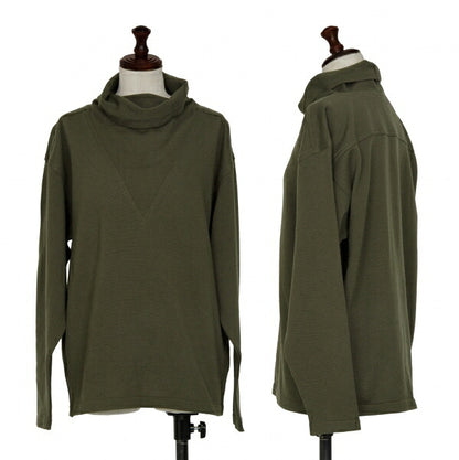 ISSEY MIYAKE V-Neck Knit Blend Sweater Khaki Size M