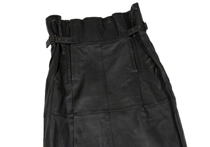 ISSEY MIYAKE High Waist Belted Leather Skirt Black Size 9