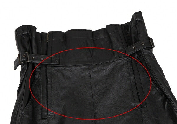 ISSEY MIYAKE High Waist Belted Leather Skirt Black Size 9