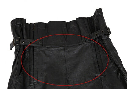 ISSEY MIYAKE High Waist Belted Leather Skirt Black Size 9