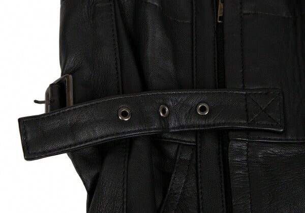ISSEY MIYAKE High Waist Belted Leather Skirt Black Size 9