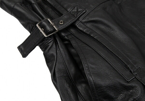 ISSEY MIYAKE High Waist Belted Leather Skirt Black Size 9