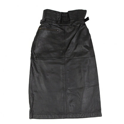 ISSEY MIYAKE High Waist Belted Leather Skirt Black Size 9