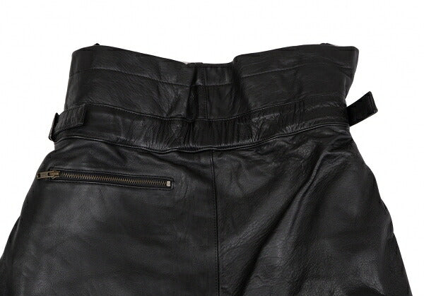 ISSEY MIYAKE High Waist Belted Leather Skirt Black Size 9