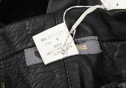 ISSEY MIYAKE High Waist Belted Leather Skirt Black Size 9