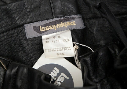 ISSEY MIYAKE High Waist Belted Leather Skirt Black Size 9