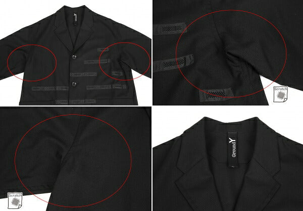 Ground Y 20AW Wool Gabardine Patchwork Jacket Black Size 3