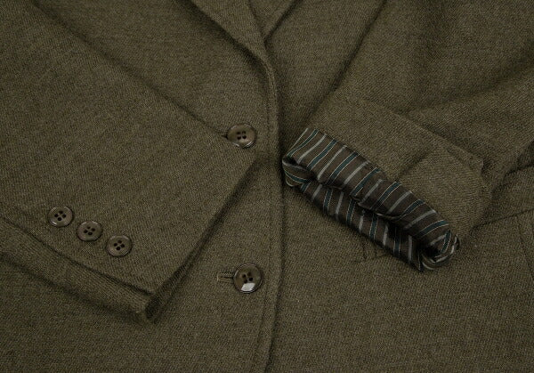 KENZO Wool Cotton 2-Button Jacket Khaki Size M