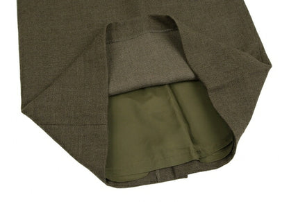 KENZO Wool Cotton Leather Piping Midi Skirt Khaki Size M