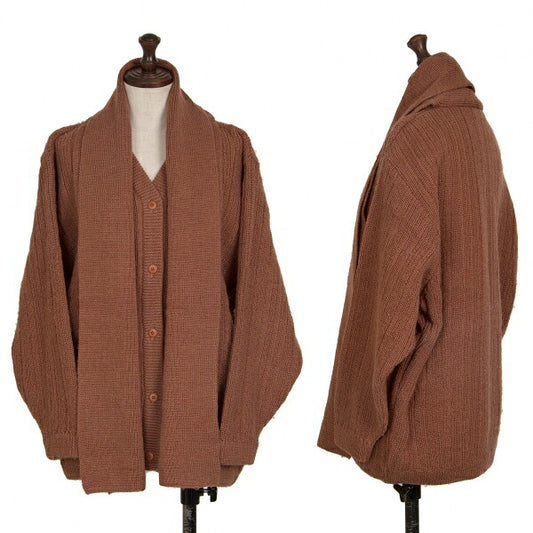 JURGEN LEHL Stole Trim Knit Cardigan Apricot Size M