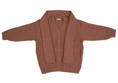 JURGEN LEHL Stole Trim Knit Cardigan Apricot Size M