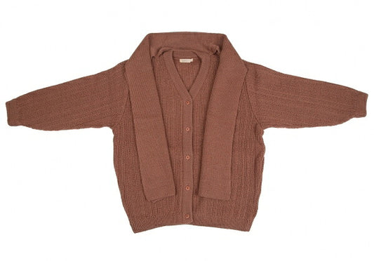 JURGEN LEHL Stole Trim Knit Cardigan Apricot Size M