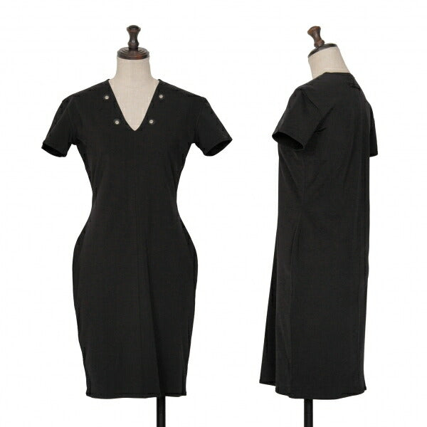 Jean Paul GAULTIER Stretch Short Sleeve Tunic Black Blouse Size 9