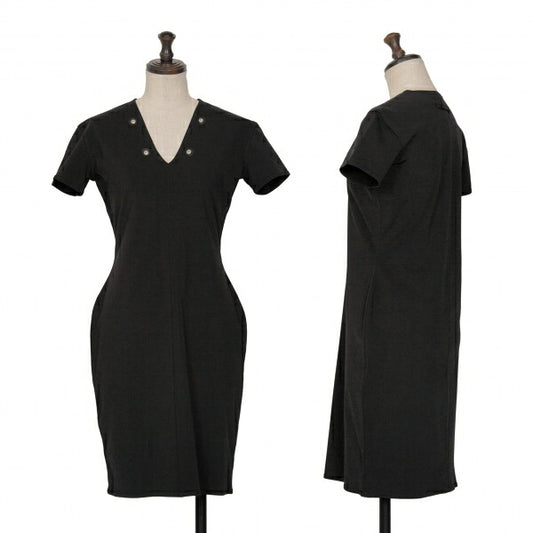 Jean Paul GAULTIER Stretch Short Sleeve Tunic Black Blouse Size 9