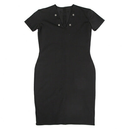 Jean Paul GAULTIER Stretch Short Sleeve Tunic Black Blouse Size 9