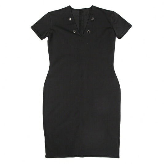 Jean Paul GAULTIER Stretch Short Sleeve Tunic Black Blouse Size 9