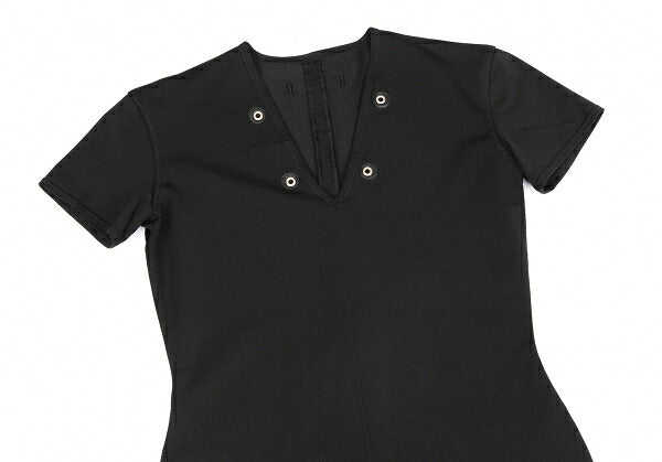 Jean Paul GAULTIER Stretch Short Sleeve Tunic Black Blouse Size 9