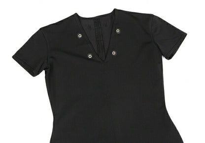 Jean Paul GAULTIER Stretch Short Sleeve Tunic Black Blouse Size 9