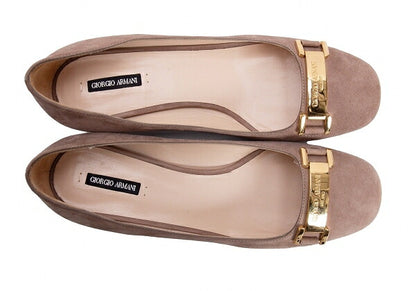 GIORGIO ARMANI Suede Pumps Beige Size 36