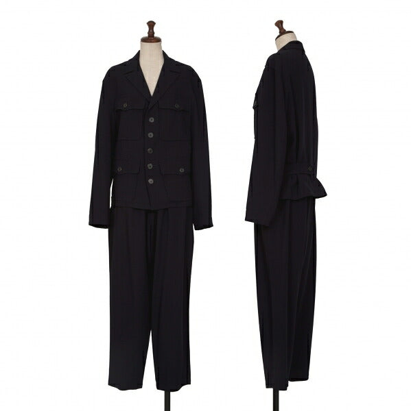 Y's Wool Straight Pants Navy Size M