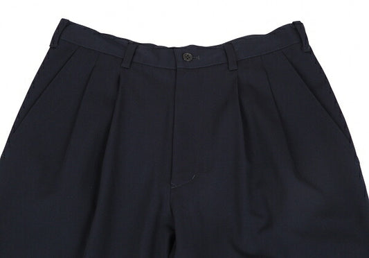Y's Wool Gabardine Pleated Pants Blue Size M