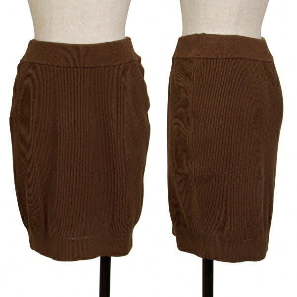 ISSEY MIYAKE Cotton Rib Knit Skirt Brown Size M