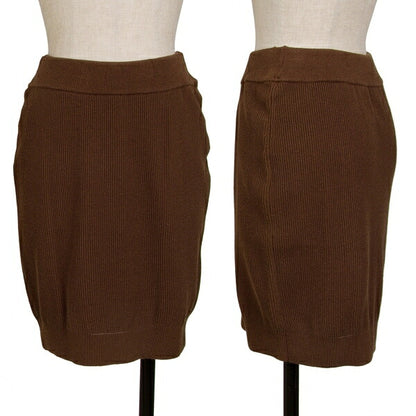 ISSEY MIYAKE Cotton Rib Knit Skirt Brown Size M