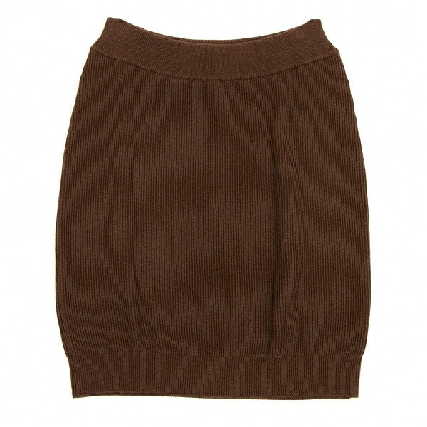 ISSEY MIYAKE Cotton Rib Knit Skirt Brown Size M