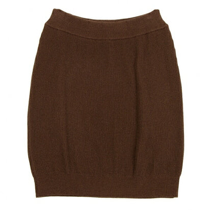 ISSEY MIYAKE Cotton Rib Knit Skirt Brown Size M