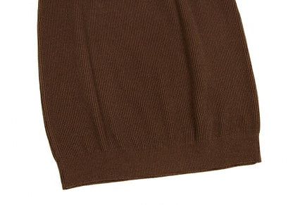 ISSEY MIYAKE Cotton Rib Knit Skirt Brown Size M