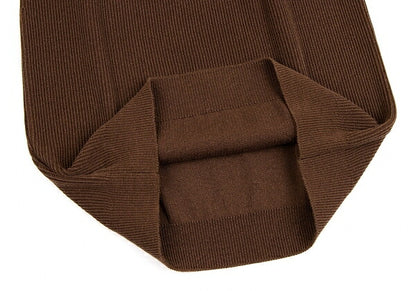 ISSEY MIYAKE Cotton Rib Knit Skirt Brown Size M