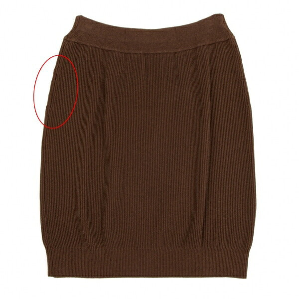 ISSEY MIYAKE Cotton Rib Knit Skirt Brown Size M