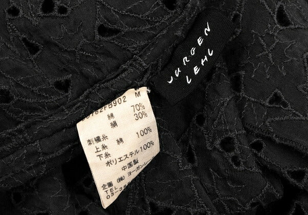 JURGEN LEHL Silk Cotton Floral Blouse Black Size M