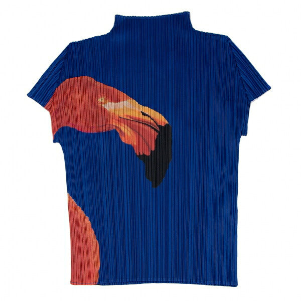 PLEATS PLEASE Animal Print High Neck T-Shirt Blue Size 3